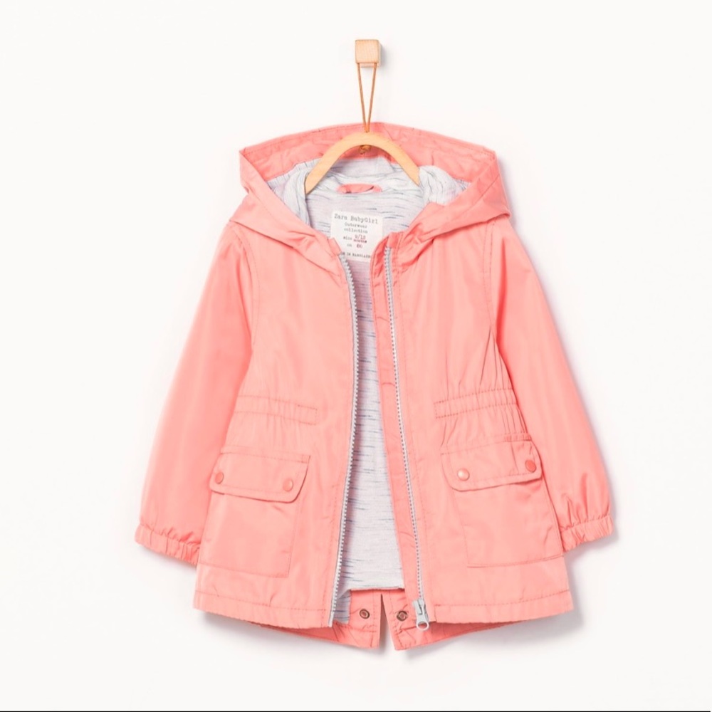 Zara Baby Girls Hooded Windbreaker Raincoat Jacket